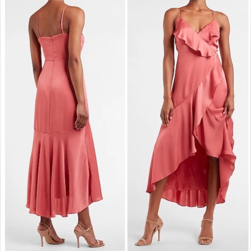 *NWT* Express Coral/Orange Satin Maxi Dress